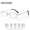Gafas de media montura de alambre de titanio puro plateado de alta gama para mujer, un look natural esencial 30922F, montura con línea de cejas ovalada, montura de gafas para miopía ultraligera