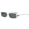 Nuevas gafas de sol cuadradas, modernas gafas de sol metálicas para mujer de estilo liso con diseño de nudo tridimensional, gafas de sol sin montura de moda para posar
