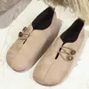 Sapatos Slip-On de Couro Macio Tamanho Grande em Estoque com Bico Redondo, Cabedal Baixo, Solado Plano, Respiráveis e Resistentes ao Desgaste