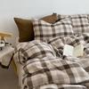 Estilo Coreano Ins Amigo da Pele Algodão Ultra Macio Conjunto de Três ou Quatro Peças Listrado Simples Ins Amigo da Pele Lençol de Cama para Dormir Nu Capa de Edredom Roupa de Cama
