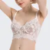 Lingerie Sexy Renda Cílios Estilo Francês Transfronteiriça para Mulheres, Ultra-Fina, Puro Desejo, Minimiza Seios Grandes, Anti-Queda, Lindo Conjunto de Lingerie para Costas