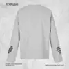 Camiseta de manga larga para hombre con estampado creativo y personalizado, top de camiseta informal holgado de cuello redondo, moderno, de estilo europeo y americano, para primavera y otoño