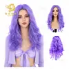 Peluca larga rizada de color violeta oscuro, ondas voluminosas, tocado para fiesta de festival cosplay [hecho a medida]