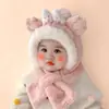 Gorro, Bufanda, Gorro Todo en Uno para Niños, Estilo Otoño e Invierno para Niños y Niñas, Gorro Lindo y Adorable con Forro de Felpa y Protección para las Orejas, Gorro Cálido de Pulóver para Bebé
