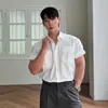 Camisa Branca Masculina de Manga Curta Fina de Verão Asclo Jovem Design de Nicho Coreano Tendência de Alta Qualidade Camisa Versátil
