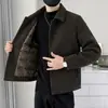 Chaqueta de plumón de invierno para hombre de comercio exterior transfronterizo, elegante cuello de solapa, chaqueta de lana a cuadros de alta gama para hombres jóvenes