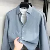 Camisa de rayas de manga larga para hombre de otoño, tela ultrasuave lavable, top casual simple y versátil