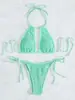 Bikini de Dos Piezas con Tela Especial Multicolor Conjunto de Moda Europea y Americana Traje de Baño Conjunto para Mujer Dividido Sexy Ropa de Playa