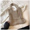 Bolso Tejido de Punto Hueco Ins Gran Capacidad Bolso Tejido a Mano Moderno Bolso de Mano Bolso de Hombro Bolso Tote para Viajes Diarios para Mujeres