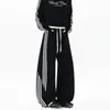 Calça de moletom atlética estilo americano, perna reta, com três listras, unissex, nova coleção de outono, moderna, modelagem solta, casual, com cordão, perna larga, calça comprida