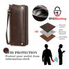 Ángel Negro Rfid Antirrobo Cepillo Multifuncional Cuero Genuino Clutch Teléfono Móvil Pantalla Grande Billetera Larga Bolso de Mano de Alta Gama