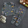 Conjunto de Pantalones de Cintura Alta para Niños que Protegen el Vientre, Estilo Primavera y Otoño, Ropa de Otoño para Bebés, Ropa Interior de Algodón Puro para Niñas, Pijama de Cuello Redondo para Niños