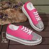 Otoño 2024 Nuevos zapatos de talla grande de comercio exterior con suela gruesa y diamantes de imitación, estilo europeo y americano, con encaje frontal, zapatos casuales para uso exterior en stock