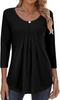 2026 Amazon Camiseta Casual de Moda Primavera Europea y Americana para Mujer, Manga Tres Cuartos, Holgada, Cuello Redondo, Plisada