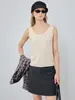 Chaleco tejido minimalista para mujer de lana y seda de morera, capa base versátil para otoño e invierno, cuello en U, top tejido sin mangas adelgazante