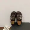 Zapatos de vestir de doble uso, zapatos pequeños de cuero estilo británico para mujer, de suela gruesa, con plantilla oculta para aumentar la altura, estilo preppy, moda otoño 2026, con hebilla de cinturón, versátiles