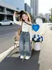 Jeans Curvos con Strass Hot-fix para Niñas Estilo Primavera/Otoño 2026 Nuevos Elegantes Jeans de Mezclilla Estilo Coreano para Niños Niñas Niños Mayores Pantalones de Pierna Ancha