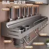 Estante de Almacenamiento para Cocina Montado en la Pared Multifuncional para Condimentos, Palillos y Cuchillos, Estante de Almacenamiento para el Hogar sin Taladro