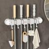 Gancho para trapeador con clip de pared, gancho para trapeador, función sin perforaciones, artefacto de almacenamiento, estante para inodoro y cocina con hebilla