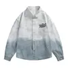 Enbu Camisa Chaqueta de Mezclilla para Hombre de Nuevo Color Degradado Abrigo Marca de Moda Casual Suelta de Manga Larga Primavera y Otoño