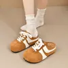 Meias-pantufas Fechadas com Solado Grosso 2026, Pantufas Femininas Francesas Estilo Birkenstock, Elegante Modelo Novo de Primavera, de Calçar, Cor Castanha