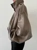 Nova Jaqueta Curta de Lã Russa para Exportação Outono e Inverno, Modelagem Solta, Gola Alta, Mangas Raglan Morcego, Casaco Moderno