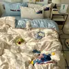 Conjunto de Roupa de Cama Classe A Quatro Peças Algodão Puro Lençóis de Cama Capa de Edredom Capa de Edredom Lençóis de Cama Conjunto de Três Peças para Dormitório de Estudante 4 Estações