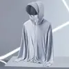 Roupa de Proteção Solar de Seda de Gelo Transfronteiriça para Comércio Exterior para Homens, Jaqueta Fina de Verão Resistente a UV de Secagem Rápida para Esportes ao Ar Livre