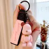 Collar de silicona con llavero de oso, creativo, lindo oso violento, colgante de coche, anillo para pareja, colgante de mochila escolar, venta al por mayor