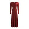 Vestido largo de manga larga de alta gama estilo vintage francés para mujer, prenda interior de otoño e invierno, falda de sirena de línea A, vestido largo ajustado y adelgazante para otoño