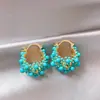 Brincos de Cesta de Flores Vazadas com Pérolas Doces Super Feéricos de Verão para Mulheres, Acessórios de Orelha de Pérola Elegantes de Alto Padrão Estilo Palácio