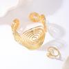 1 juego de pulsera abierta metálica de diseño exagerado creativo y de moda con patrón de espiral para mujer, adecuada para poses de moda