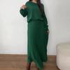 Conjunto de Duas Peças Europeu e Americano Outono e Inverno Novo, Vestido Suéter de Meia-Estação Cor Sólida Linha A Plissado Versátil Emagrecedor de Cintura Alta