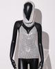 Traje de Turbante con Tirantes de Diamantes Completos Transfronterizo Estilo Spice Girls Moda Transfronteriza para Mujer Estilo Dulce Picante Chaleco con Tirantes