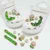 Girasol Dorado Cadena Verde Compatible con Crocs Lujo Ligero Flor de Zapato con Pedrería Hebilla de Zapato Accesorios Moda DIY Hebilla Decorativa