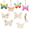 Serie de Mariposas Recortadas Creativas Transfronterizas Colgantes de Madera Artesanías de Virutas de Madera DIY con Cuerda de Cáñamo Colgantes para Decoración del Hogar