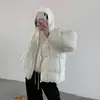 Nova jaqueta curta de algodão leve com capuz estilo coreano de inverno para mulheres, casaco de algodão moderno e quente estilo puffer