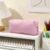 Estojo de Lápis Seersucker Mais Vendido Transfronteiriço Papelaria de Mesa para Estudante Bolsa Ajustável Grande Capacidade Listrado Bordado Bolsa de Armazenamento de Viagem