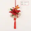Flores Artificiais para o Ano do Cavalo, Frutas Vermelhas de Azevinho, Enfeites Pendentes de Frutas da Fortuna, Decorações de Porta, Laço Estilo Chinês