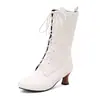 Botas Martin de cordones con punta redonda estilo europeo y americano, botas de mujer de tacón alto hasta la pantorrilla para otoño e invierno, talla grande, suministro de comercio exterior transfronterizo 7737