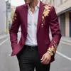 2026 Amazon Primavera Novo Tamanho Europeu Masculino Estampa Paisley Dourada Masculino Casamento Casual Slim Fit Terno