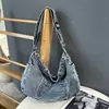 Bolsa feminina jeans transfronteiriça, bolsa de ombro simples para estudantes, grande capacidade, bolsa transversal estilo coreano e japonês, bolsa casual da moda para a escola