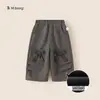 Ropa Infantil Huzhou Zhili Pantalones Infantiles Estampado de Leopardo Lazo Pantalones Rectos para Niños Pequeños Pantalones Gruesos Forrados de Polar para Niñas