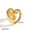 Anel de Aço Inoxidável Gota d'Água Grande e Pequena Estilo Ins Europeu e Americano Anel de Aço Titânio Ouro 18K Design de Nicho Feminino Pulseira