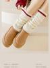 Calcetines de punto a rayas beige calcetines cálidos de felpa con rombos calcetines versátiles de otoño e invierno de longitud media hasta la pantorrilla y2g pierna de chica caliente cubierta de color contrastante