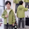 Chaqueta con capucha elegante para niños, Primavera y Otoño 2026, Abrigo con cremallera versátil para niños mayores, Chaqueta para exteriores