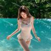 Nuevo Traje de Baño para Mujeres que Van a Aguas Termales, Traje de Baño de una Pieza de Lujo, Puro Deseo, con Volantes, Aspecto Adelgazante, Traje de Baño Blanco para Vacaciones