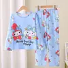 Pijamas para niñas, primavera y otoño, manga larga, para niño, finos, medianos y grandes, para niña, princesa, ropa de casa, traje de verano para niño