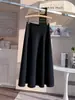 Saia Lápis Preta Outono e Inverno Cintura Alta Espessada Acetato Lã Drapeada Comprimento Médio Linha A para Mulheres Tendência