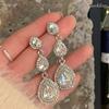 Exagerados Nuevos Super Flash Exquisitos Gotas de Agua Diamante Completo Sin Agujeros en las Orejas Clip para la Oreja Diseño de Nicho Elegantes Aretes de Lujo de Alta Gama